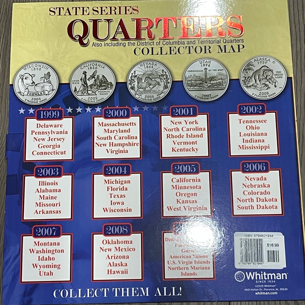 State Series Quarters Collector Map - Picture 2 of 8